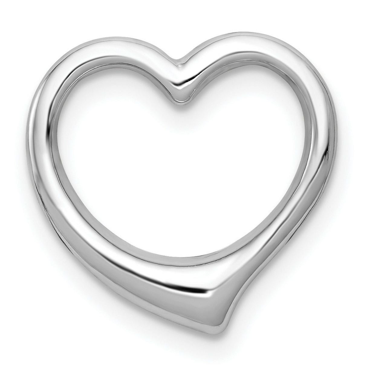 14k White Gold Open Heart Pendant, Minimalist Polished Design for Women