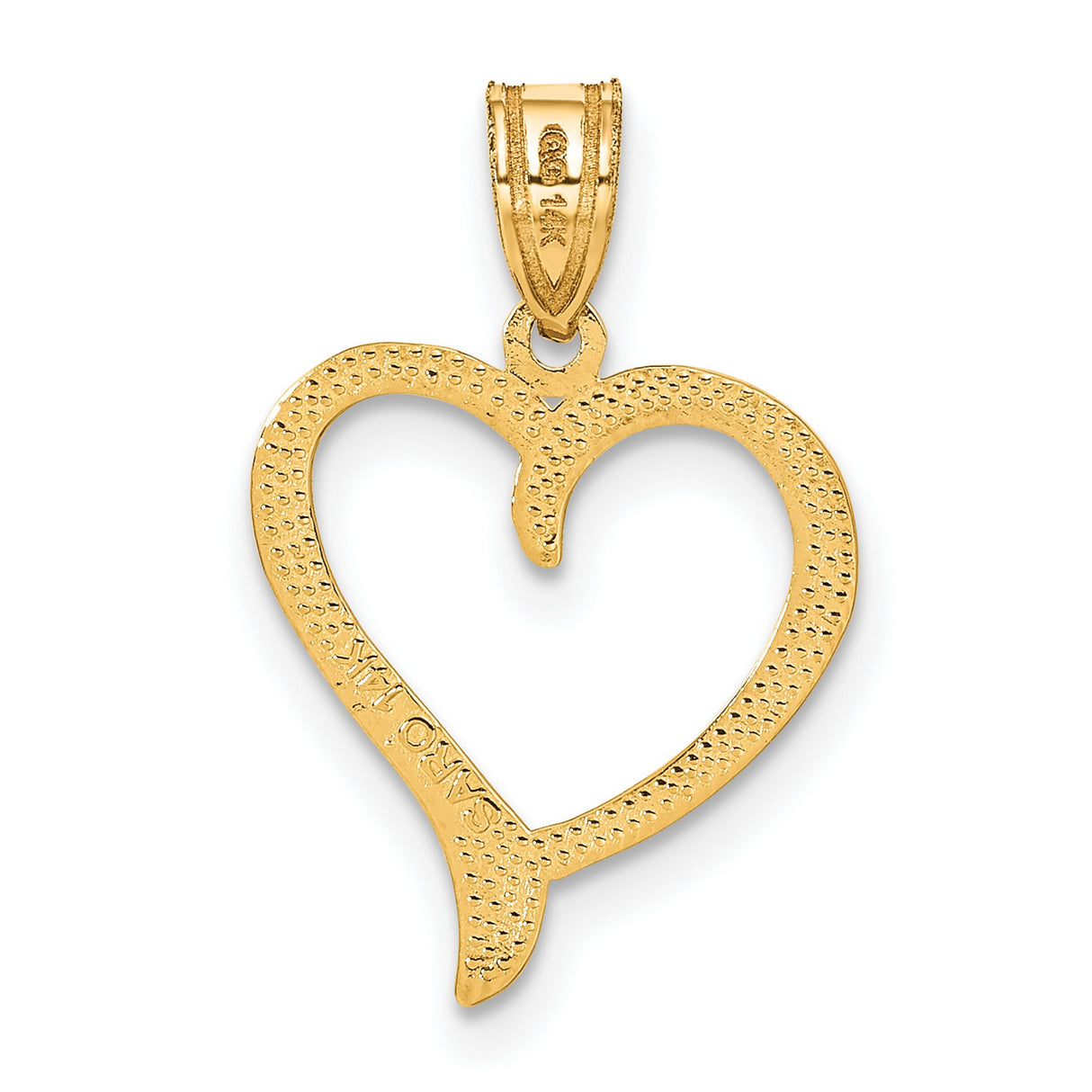 Heart Charm Pendant in Real 14k Yellow Gold