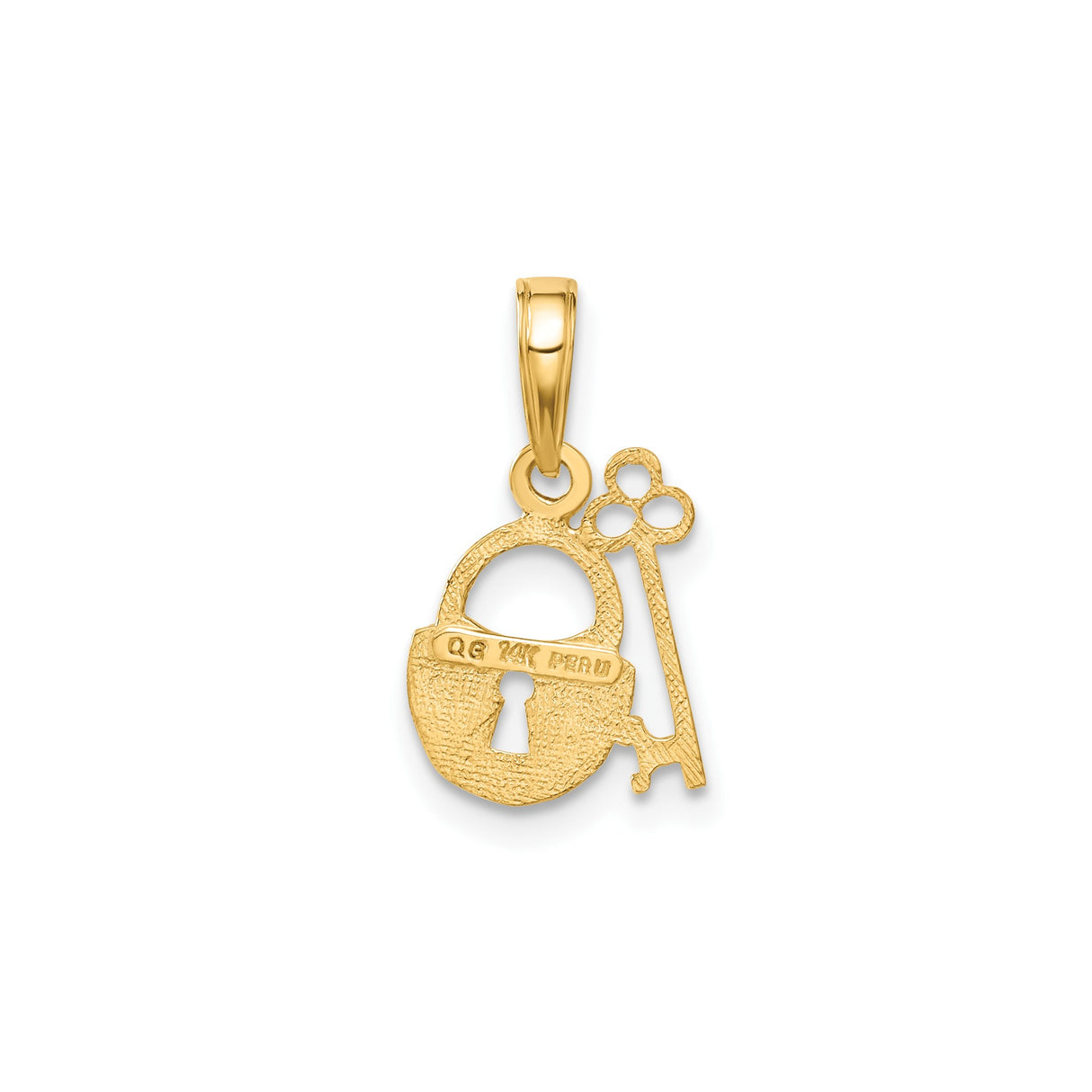14k Yellow Gold Pendant with Key and Padlock Design, Symbol of Love and Protection