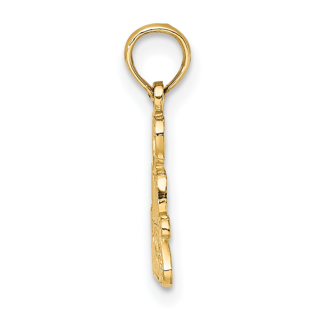 14k Yellow Gold Pendant with Cutout Heart and XOXO Kisses Design, Romantic Charm for Women