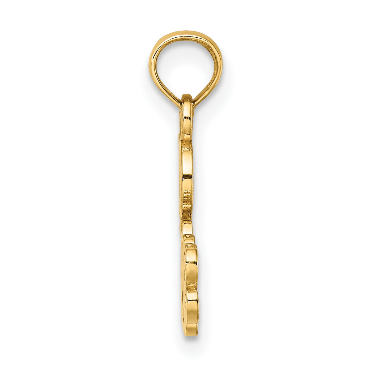 14k Yellow Gold Pendant with Flowing Love Script and Floral Design for Women