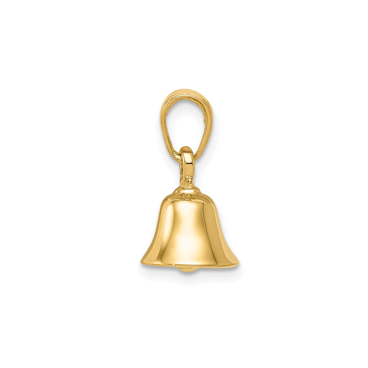 14k Yellow Gold Bell Pendant Charm with Movable 3D Church Bell Design, Spiritual Jewelry