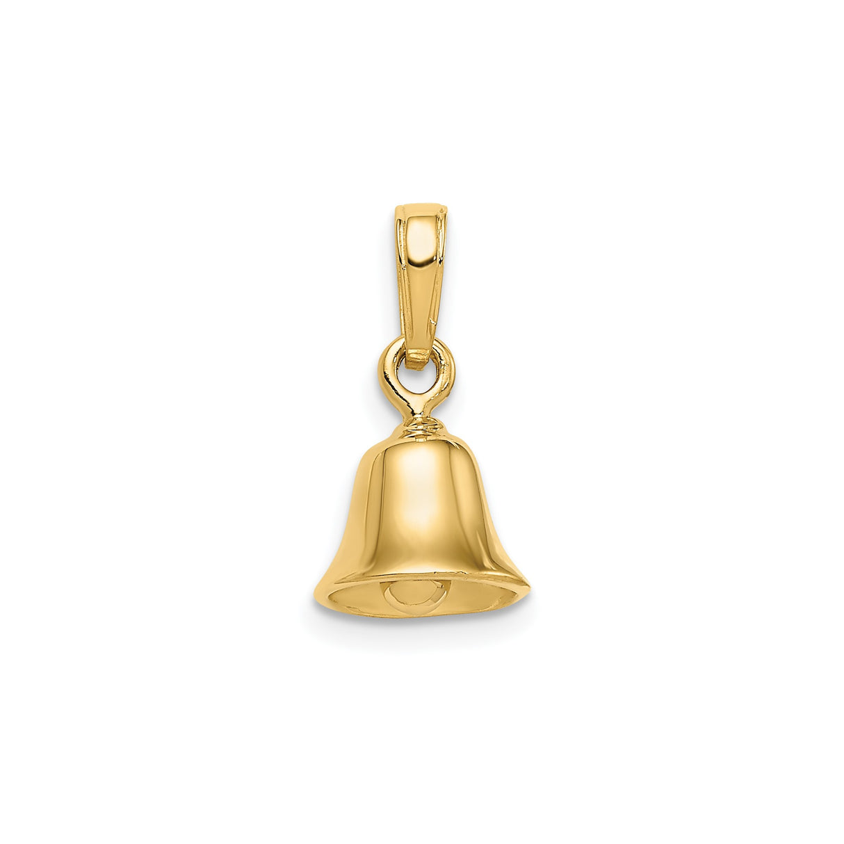 14k Yellow Gold Bell Pendant Charm with Movable 3D Church Bell Design, Spiritual Jewelry