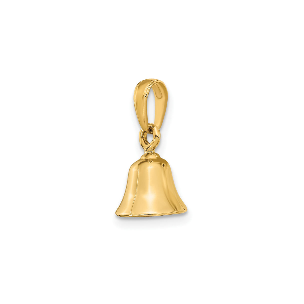 14k Yellow Gold Bell Pendant Charm with Movable 3D Church Bell Design, Spiritual Jewelry