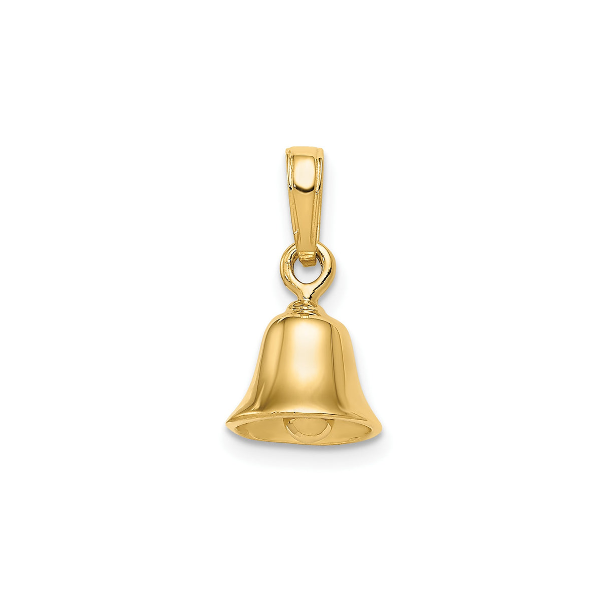 14k Yellow Gold Bell Pendant Charm with Movable 3D Church Bell Design, Spiritual Jewelry