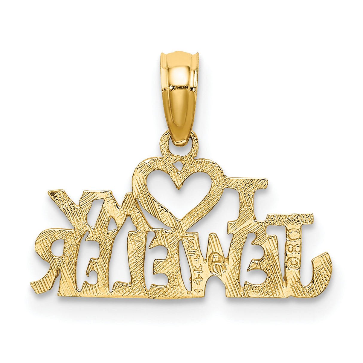 14k Yellow Gold Pendant, I Heart My Jeweler Design, Unisex Appreciation Charm