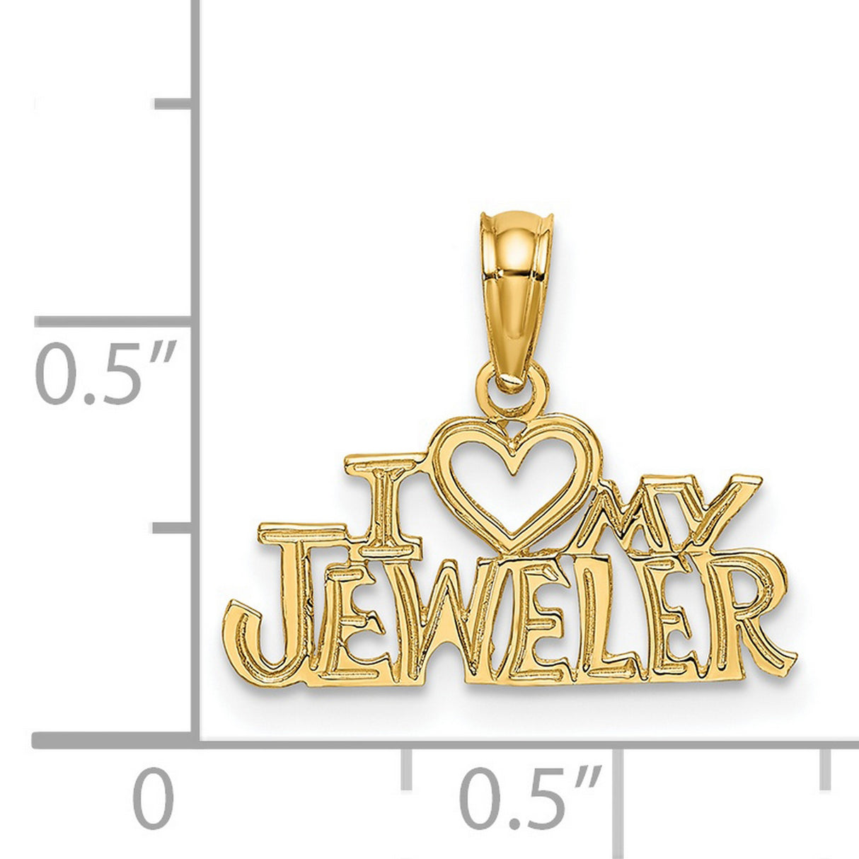 14k Yellow Gold Pendant, I Heart My Jeweler Design, Unisex Appreciation Charm