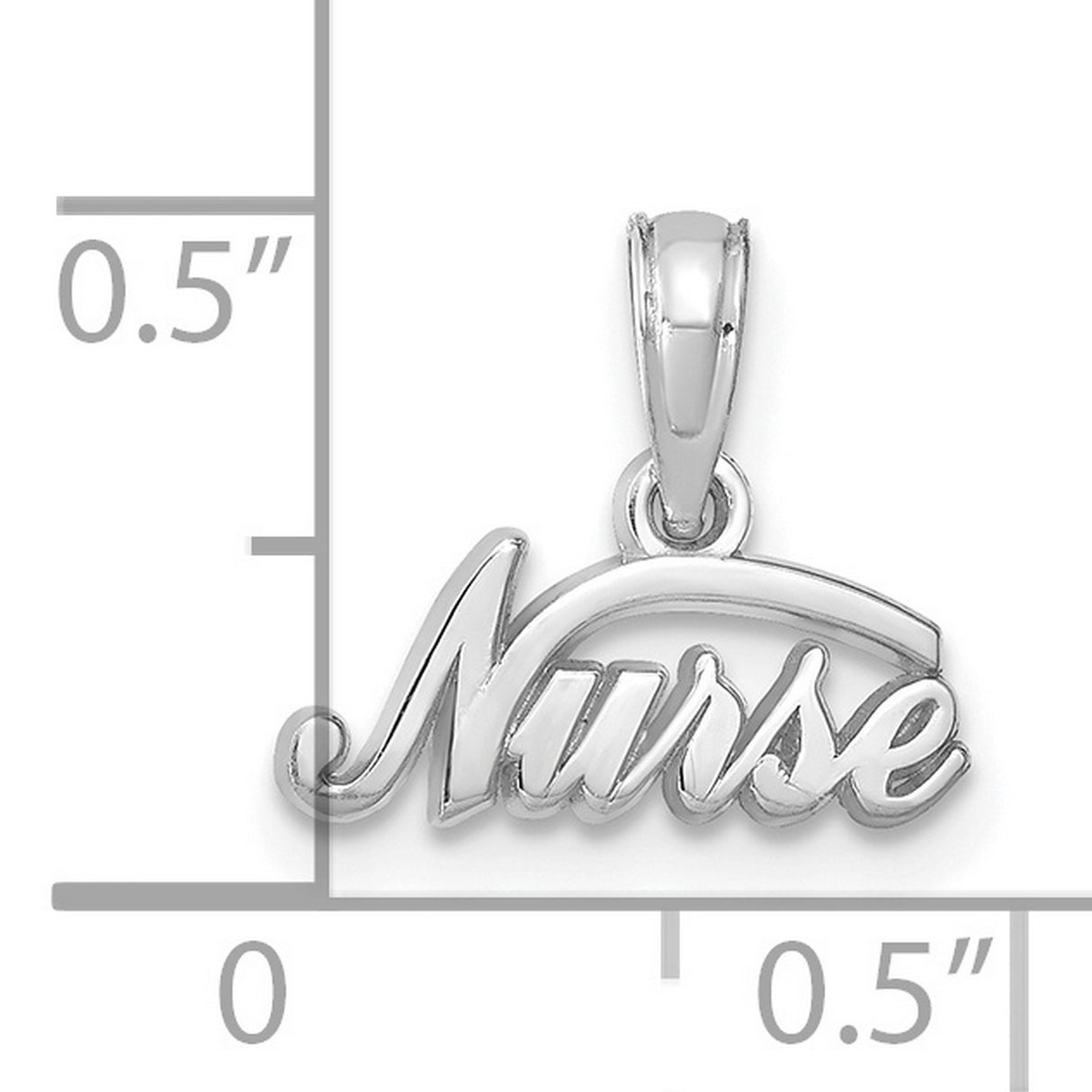 14k White Gold Nurse Pendant with Cursive Lettering, Medical Charm for Women