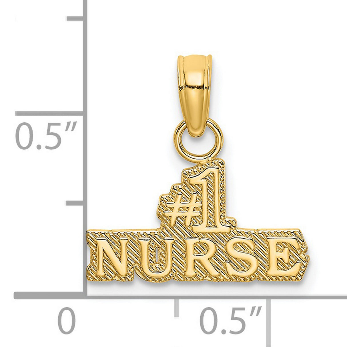 14k Yellow Gold Pendant Charm, Satin Finish Number 1 Nurse Design, Medical Appreciation Jewelry