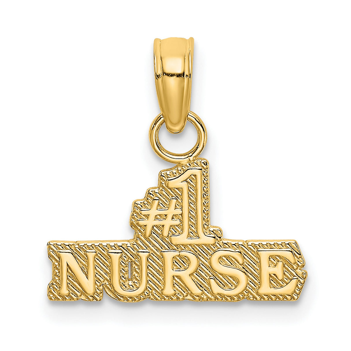 14k Yellow Gold Pendant Charm, Satin Finish Number 1 Nurse Design, Medical Appreciation Jewelry
