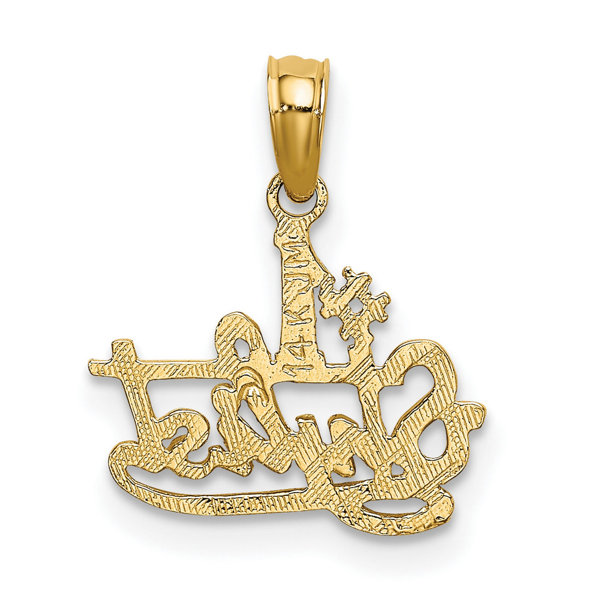 14k Yellow Gold Number One Stylist Pendant Charm, Bold Script Career Jewelry for Hairdressers