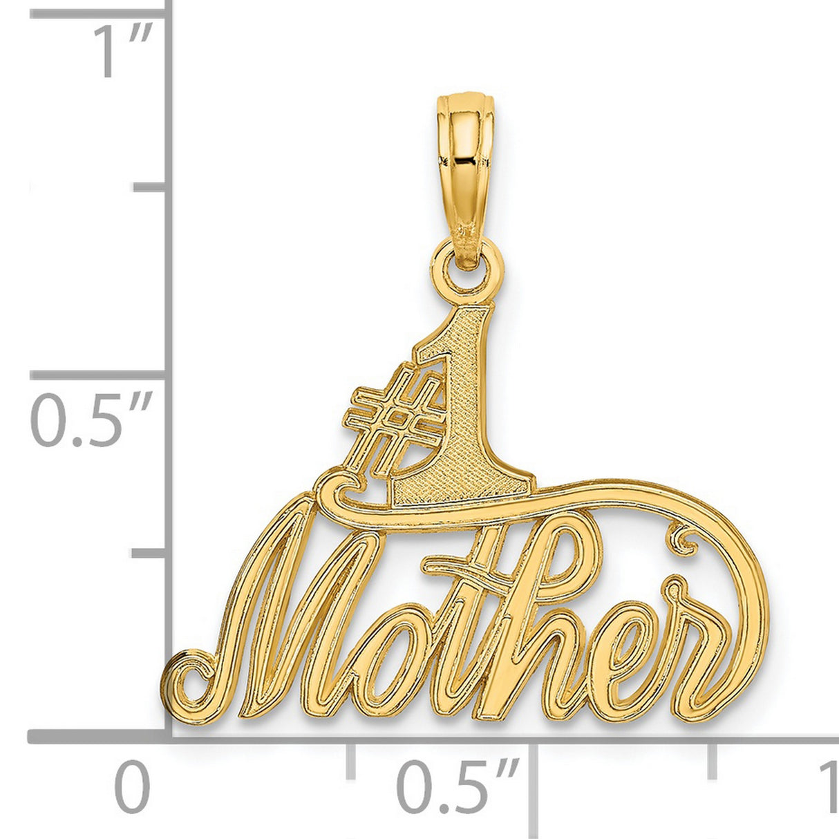 14k Yellow Gold Number One Mother Pendant, Script Design Sentimental Charm for Women