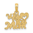 14k Yellow Gold Heart Pendant with We Love You Mom Engraving, Sentimental Mothers Charm