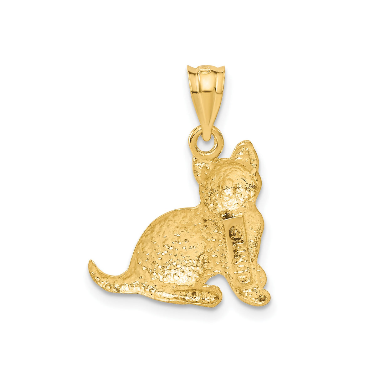 14k Yellow Gold Cat Pendant with Polished and Textured Finish, Animal Charm for Women