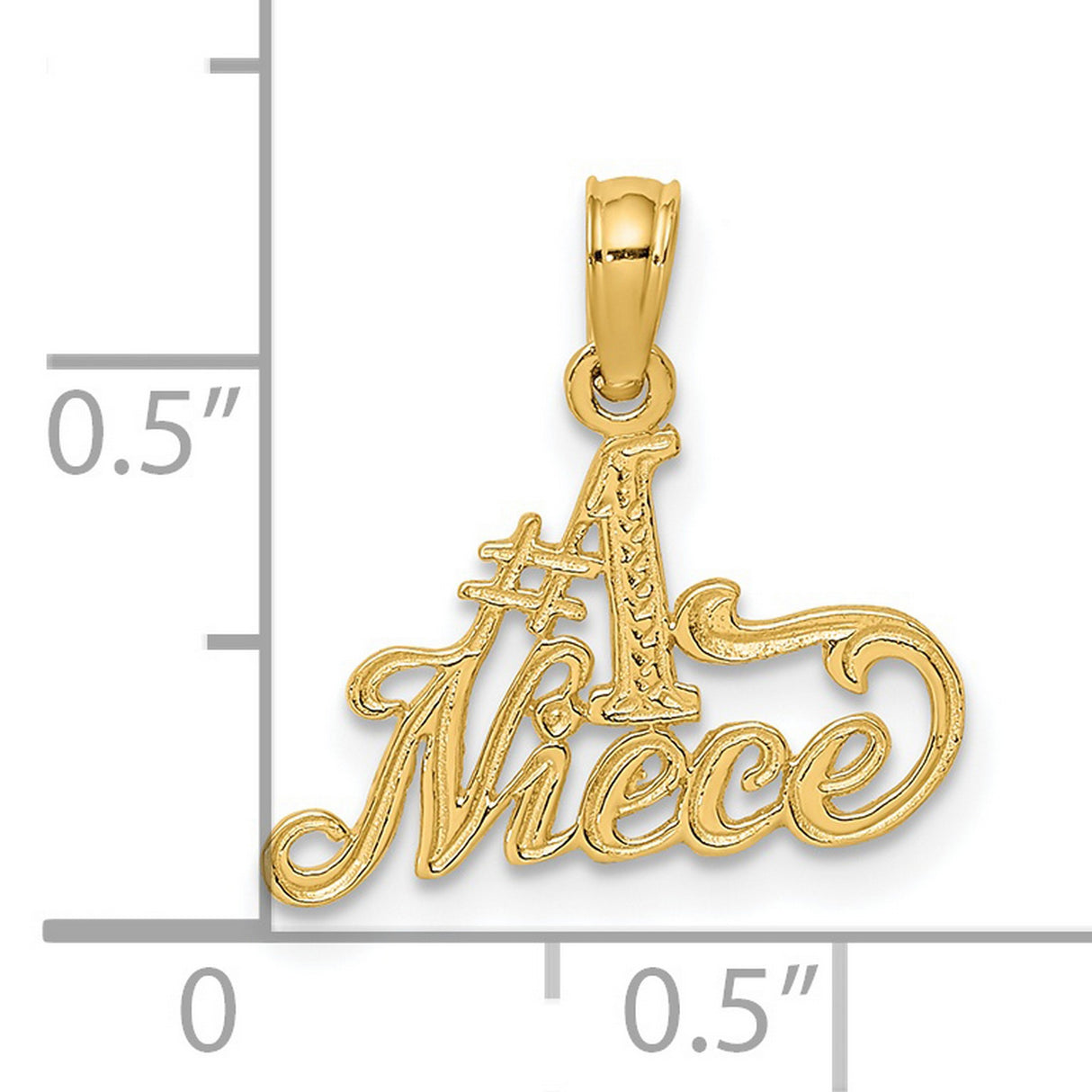14k Yellow Gold Niece Pendant Charm, Decorative Script Design Family Jewelry