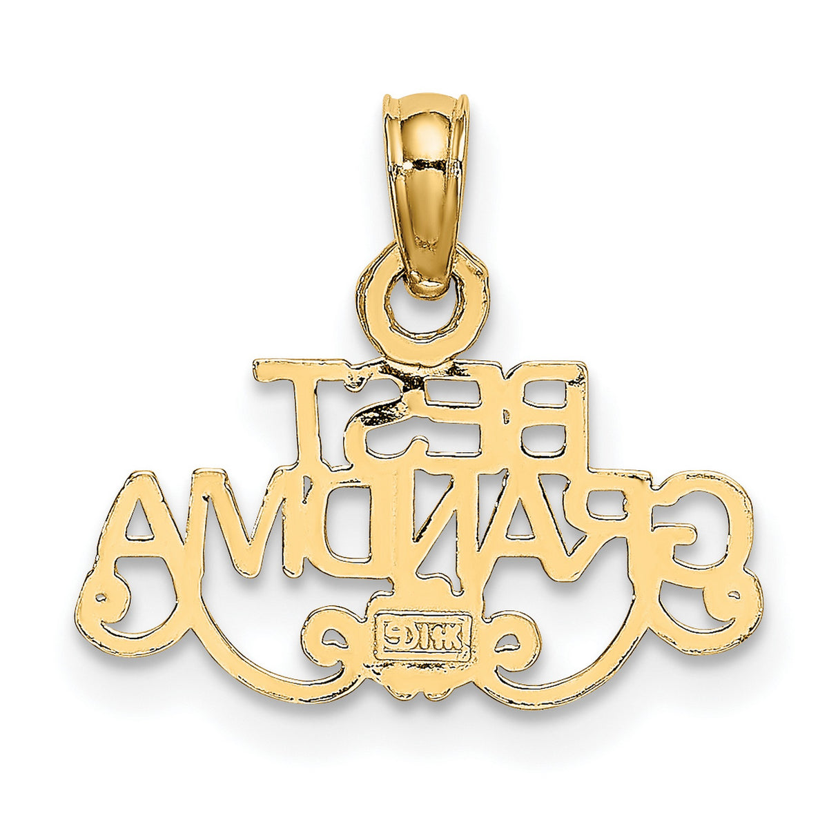 14k Yellow Gold Grandma Pendant with Floral Design and Scroll Accents