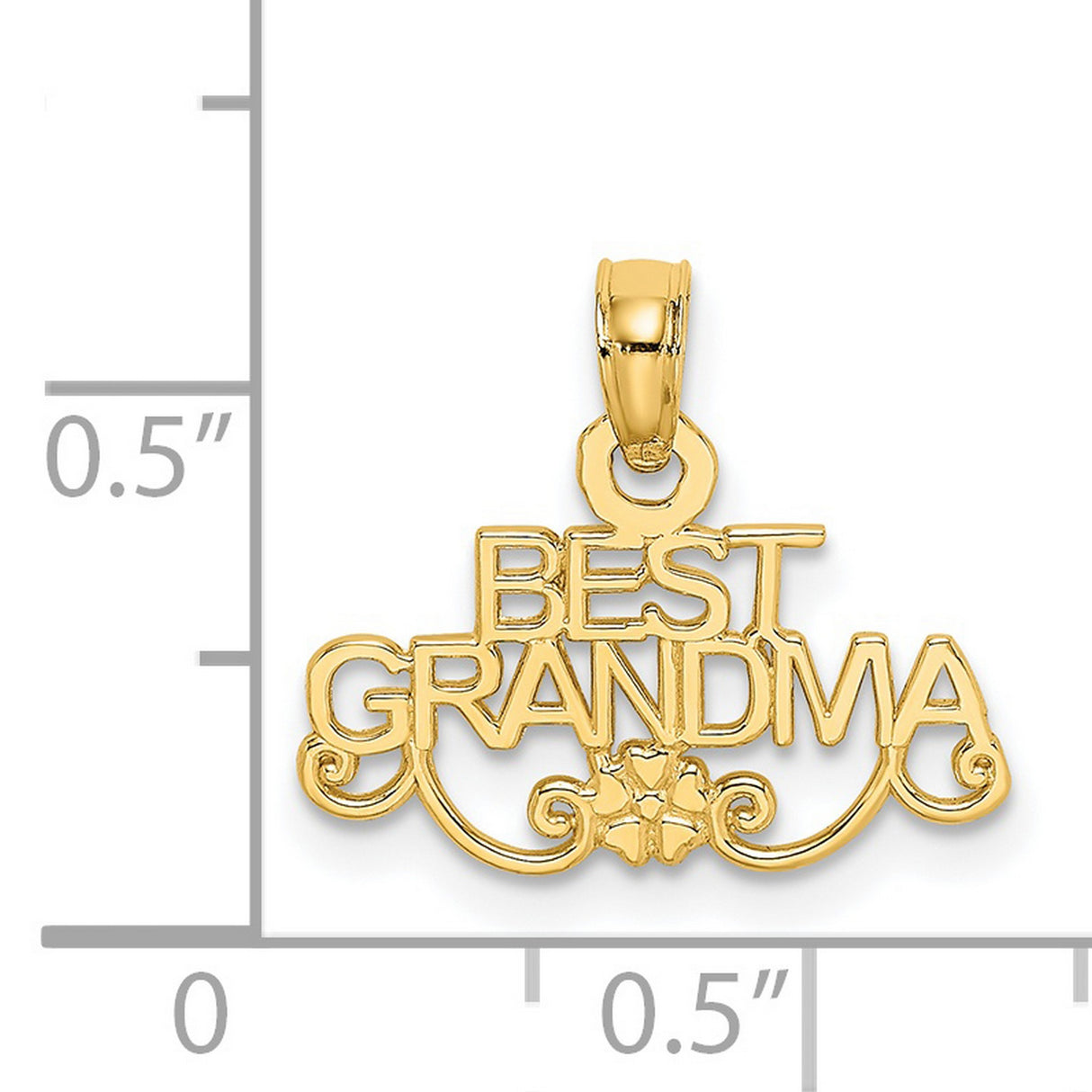 14k Yellow Gold Grandma Pendant with Floral Design and Scroll Accents