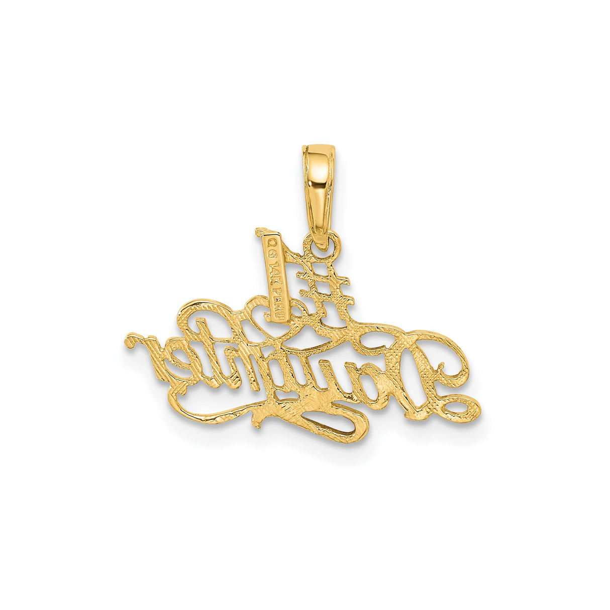 14k Yellow Gold Heart Pendant with Script Message for Daughter, Sentimental Family Charm Jewelry