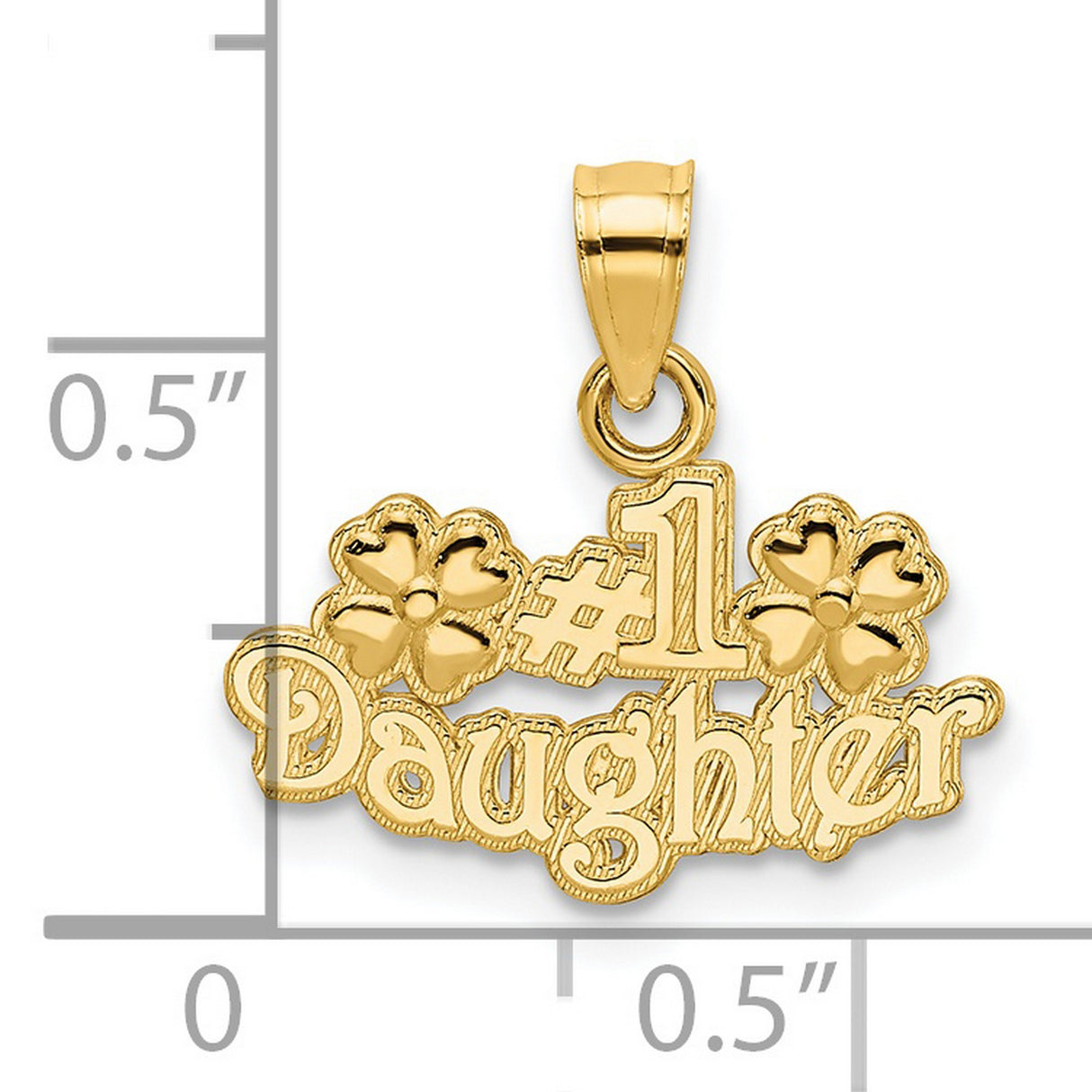 14k Yellow Gold Pendant Featuring #1 Daughter with Floral Accents, Sentimental Charm
