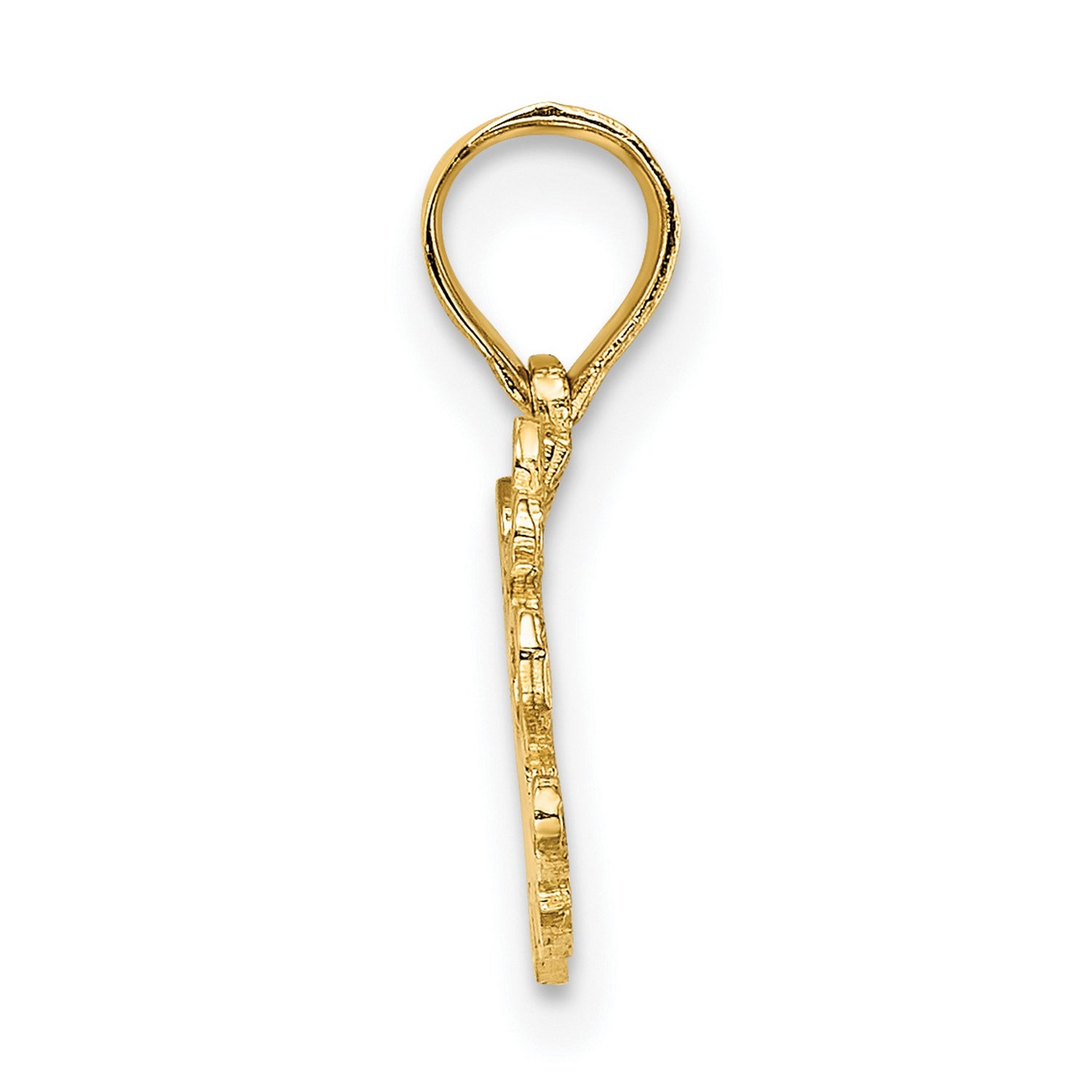 14k Yellow Gold Little Angel Pendant with Scripted Wings, Dainty Religious Charm for Women or Infants