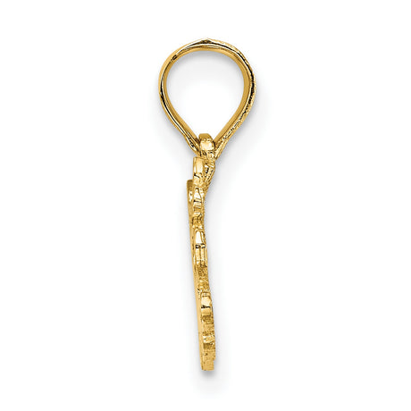 14k Yellow Gold Little Angel Pendant with Scripted Wings, Dainty Religious Charm for Women or Infants