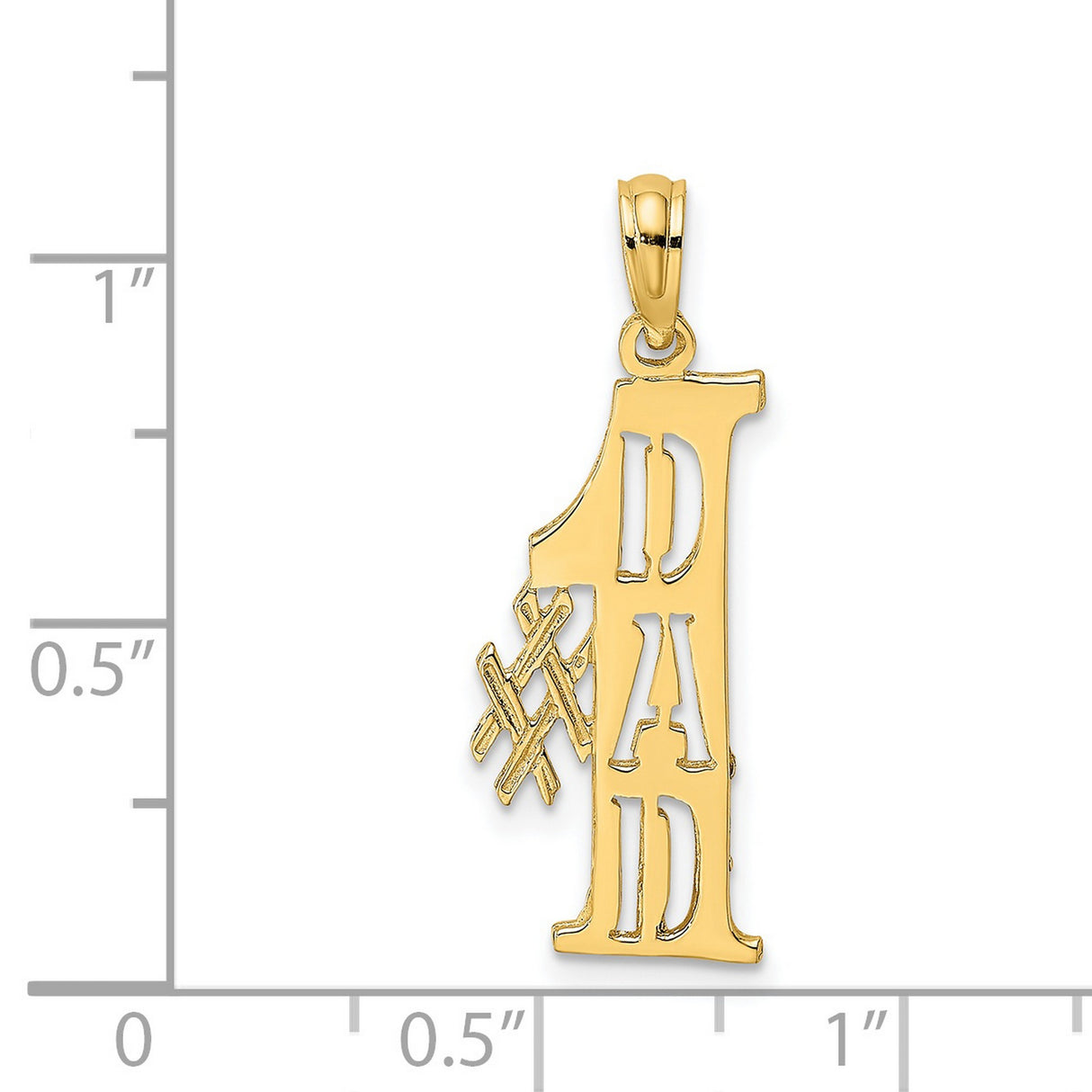 14k Yellow Gold Number One Dad Pendant with Cut-Out Design and Crossed Baseball Bats