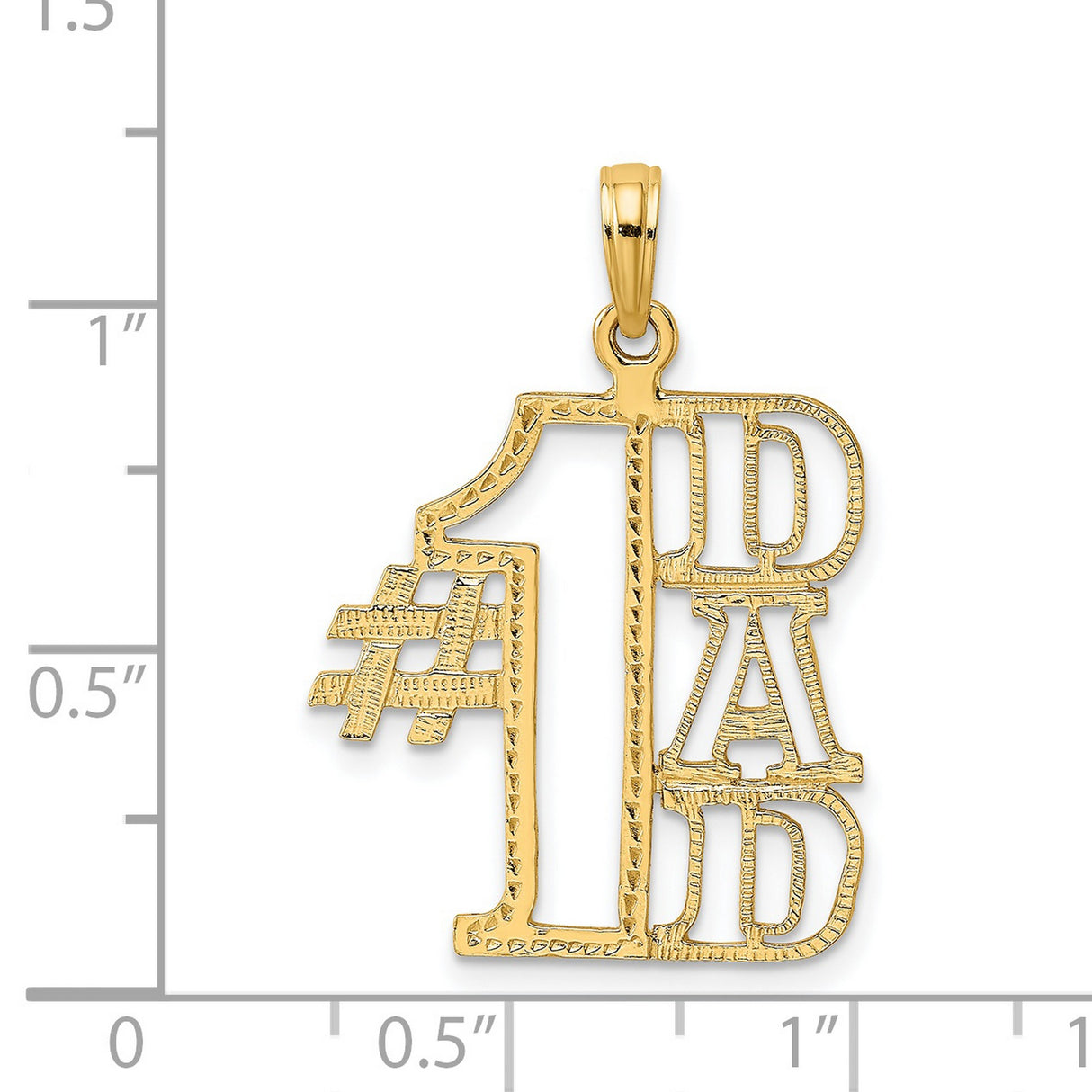 14k Yellow Gold Number One Dad Pendant, Bold Cut-Out Design Mens Charm