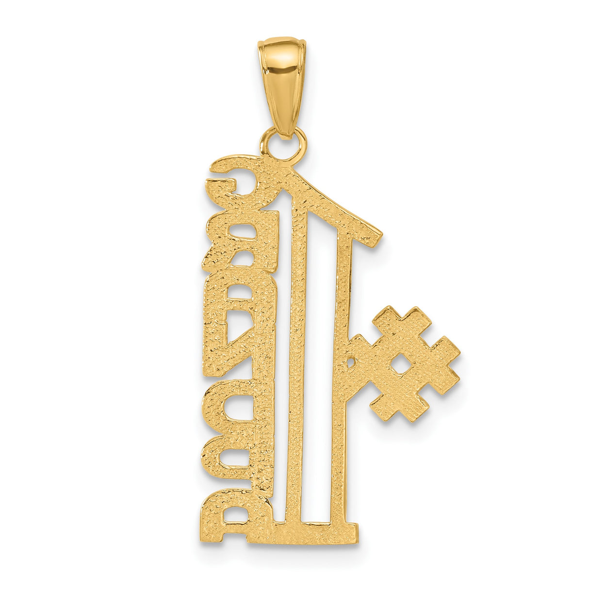 14k Yellow Gold Number One Grandpa Pendant with Woven Pattern Accent