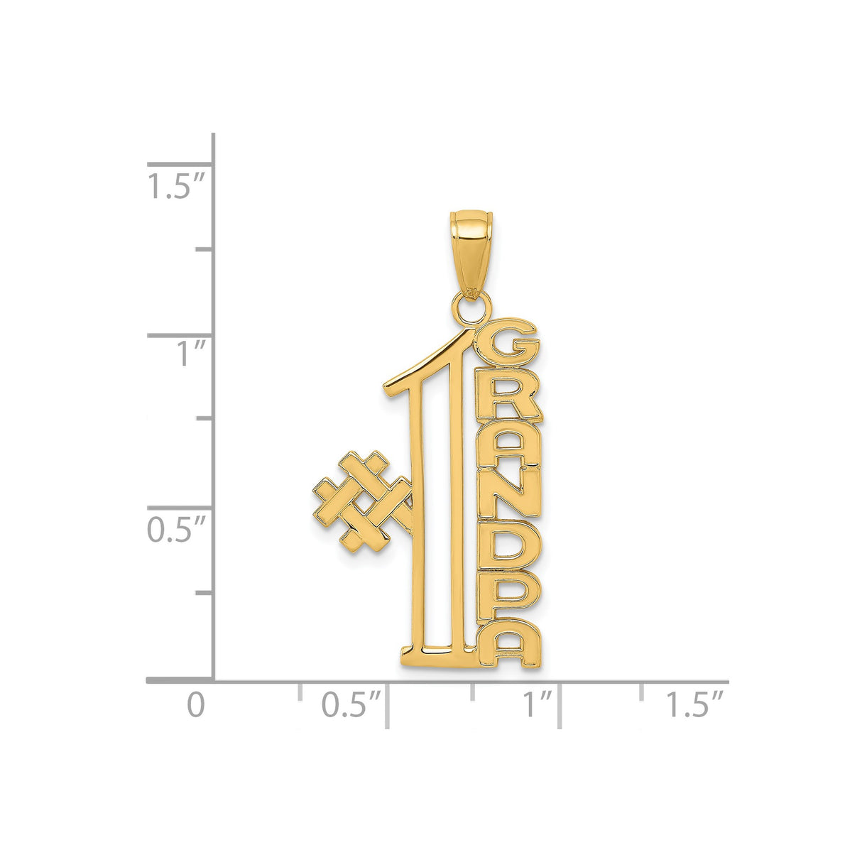 14k Yellow Gold Number One Grandpa Pendant with Woven Pattern Accent