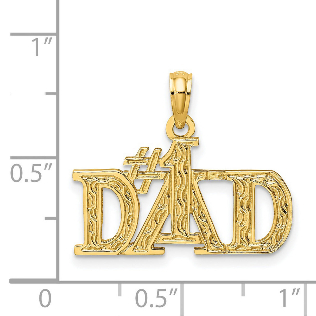 14k Yellow Gold Number One Dad Pendant, Bold Textured Father's Day Charm for Men