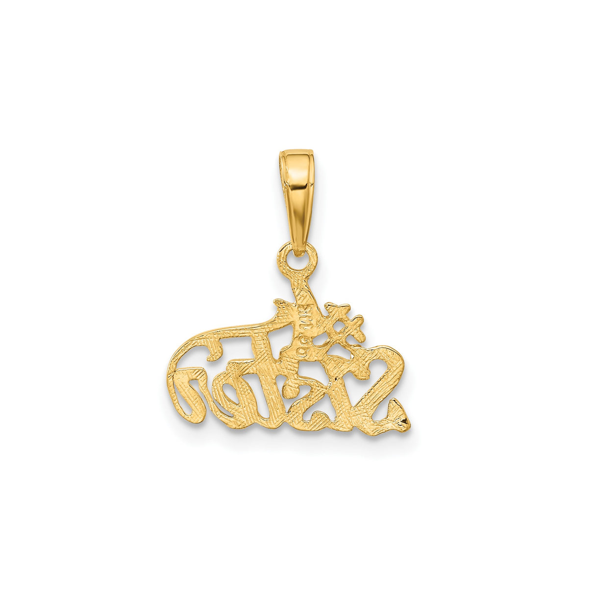 14k Yellow Gold Script Pendant, Number One Sister Cursive Charm, Sentimental Family Jewelry