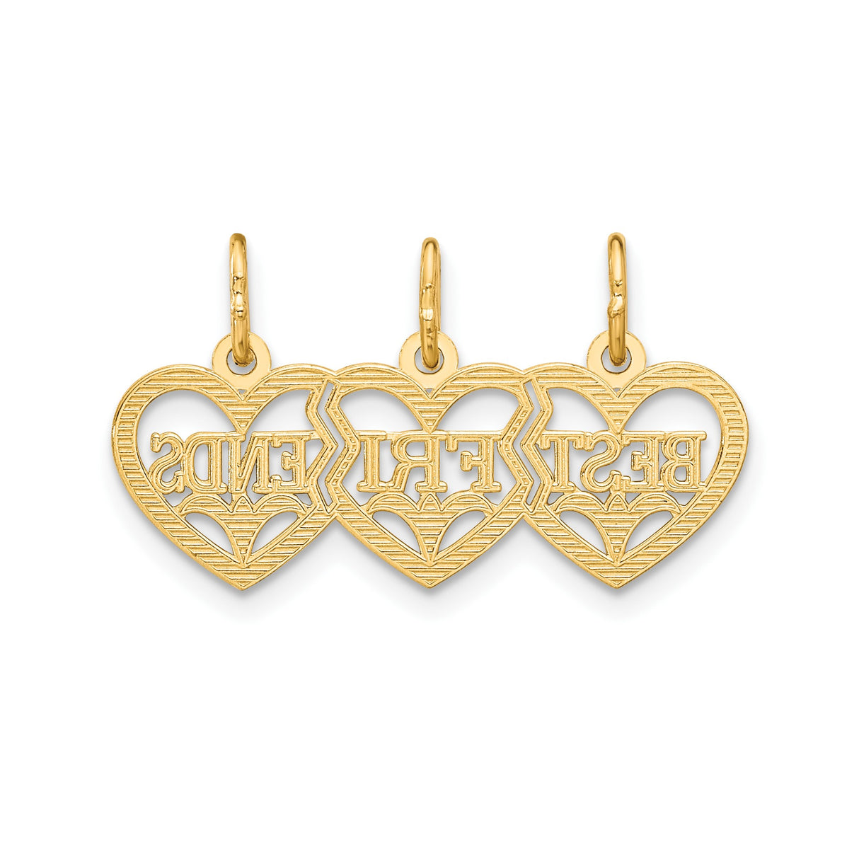 14k Yellow Gold Triple Heart Pendant with Interlocking Floral Charms, Friendship Jewelry for Women