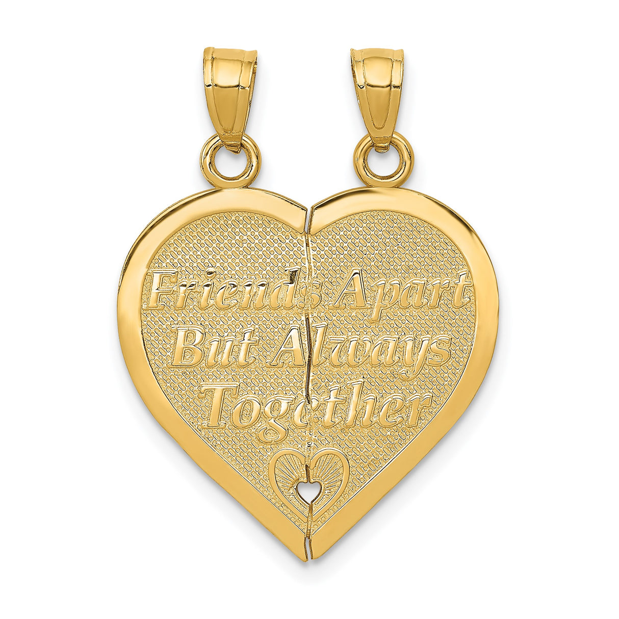 14k Yellow Gold Heart Breakaway Pendant with Dual Bail, Split Design, Symbolizing Love and Unity