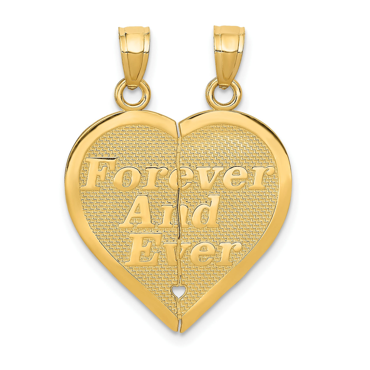 14k Yellow Gold Heart Breakaway Pendant with Dual Bail, Split Design, Symbolizing Love and Unity