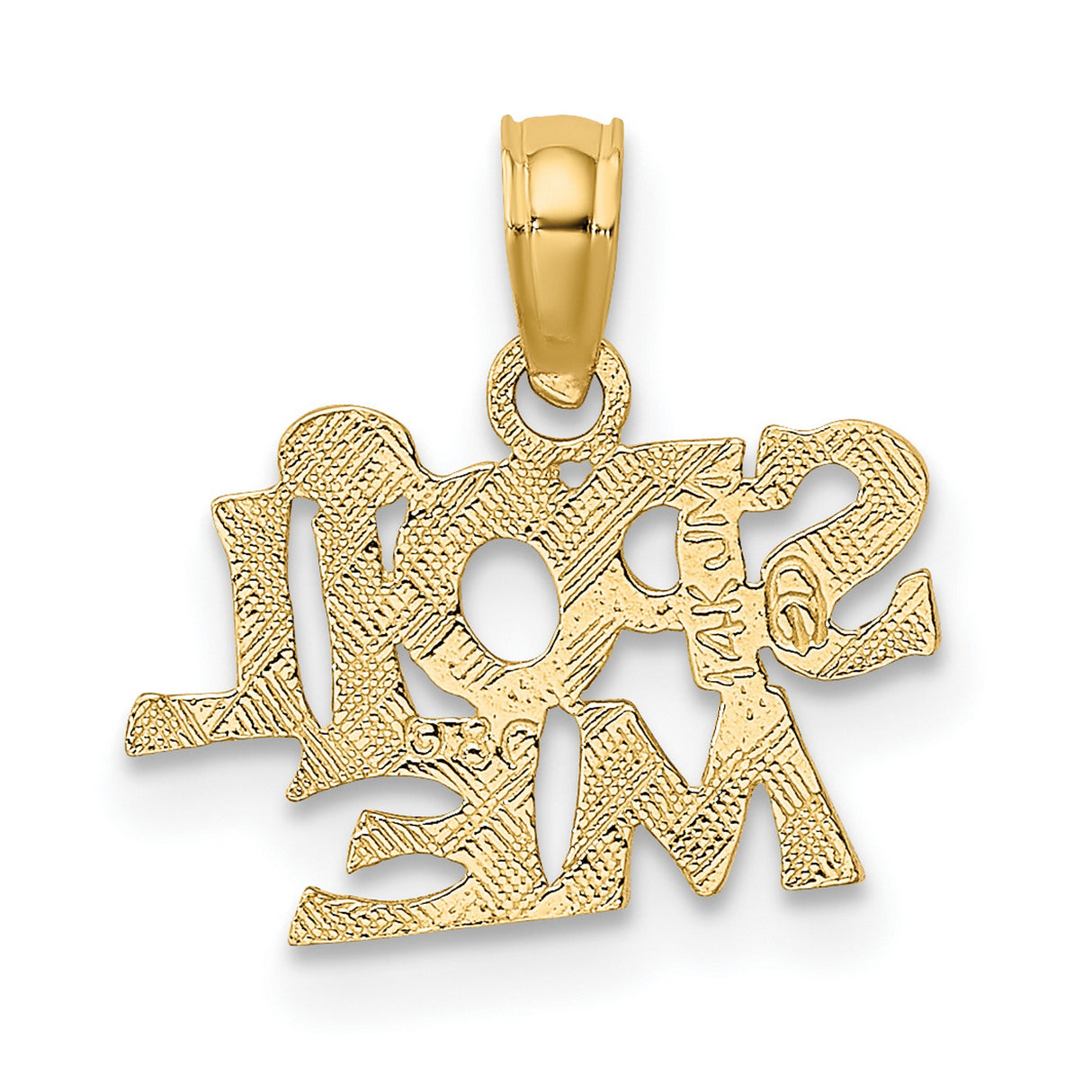 14k Yellow Gold Pendant, Spoil Me Phrase Charm, Whimsical Flirty Statement Jewelry for Women