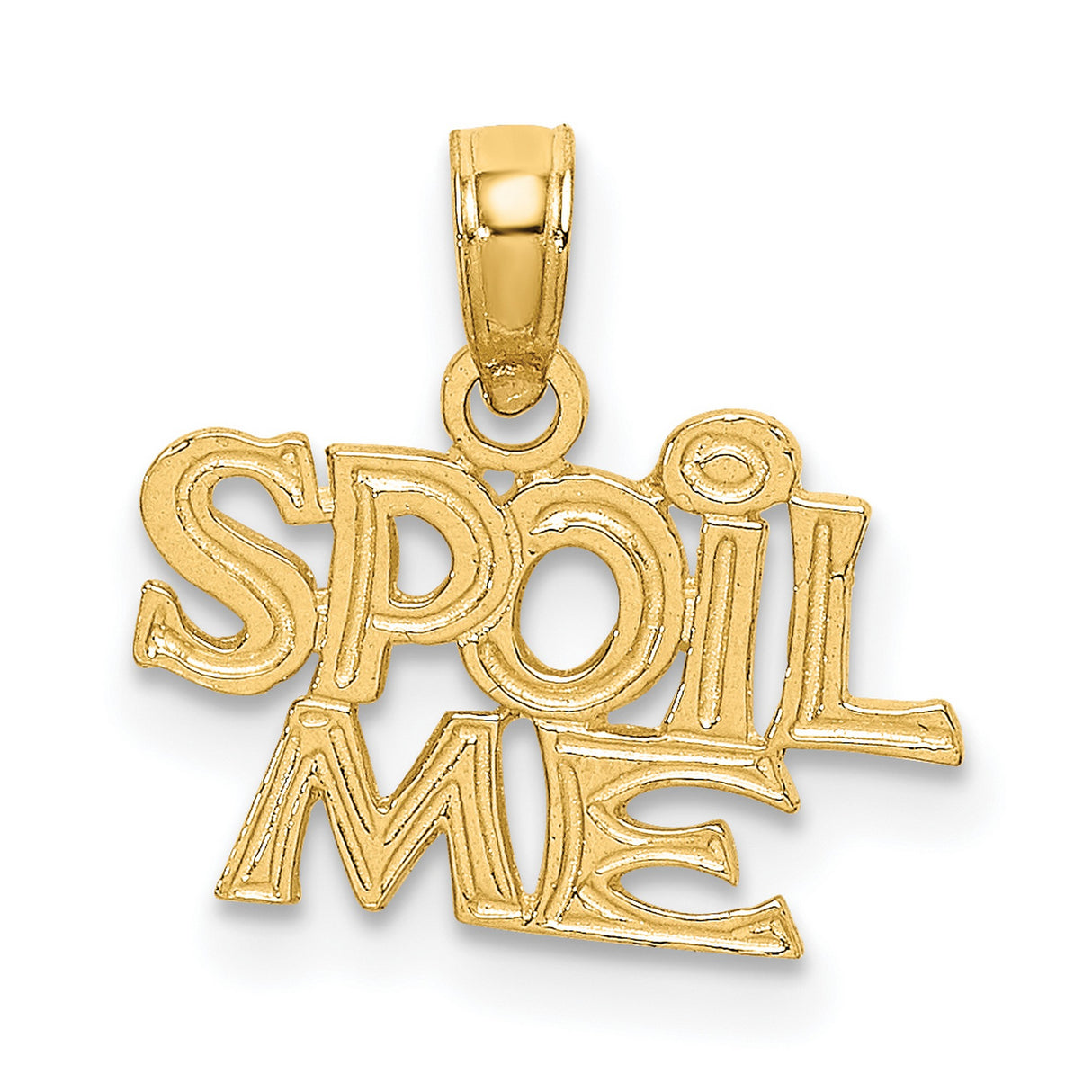 14k Yellow Gold Pendant, Spoil Me Phrase Charm, Whimsical Flirty Statement Jewelry for Women