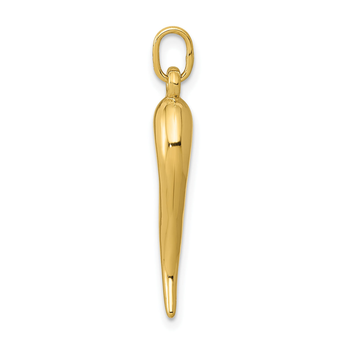 14k Yellow Gold Italian Horn Pendant, Cornicello Charm for Protection and Good Luck