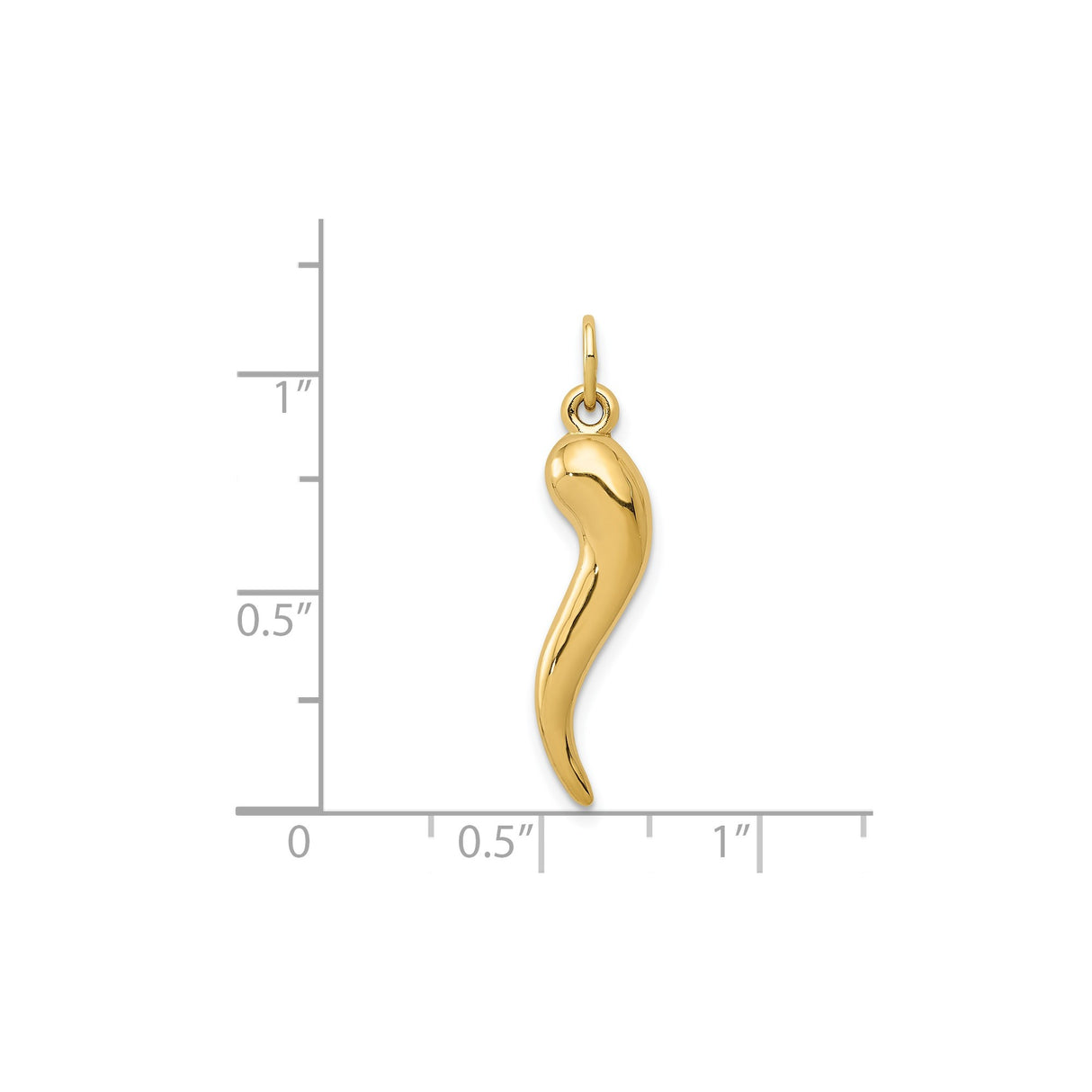 14k Yellow Gold Italian Horn Pendant, Cornicello Charm for Protection and Good Luck