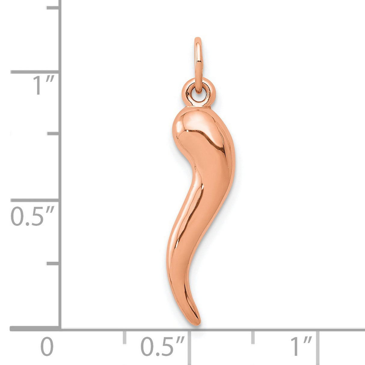 14k Rose Gold Horn Pendant Charm, Italian Cornicello Talisman for Protection and Good Luck