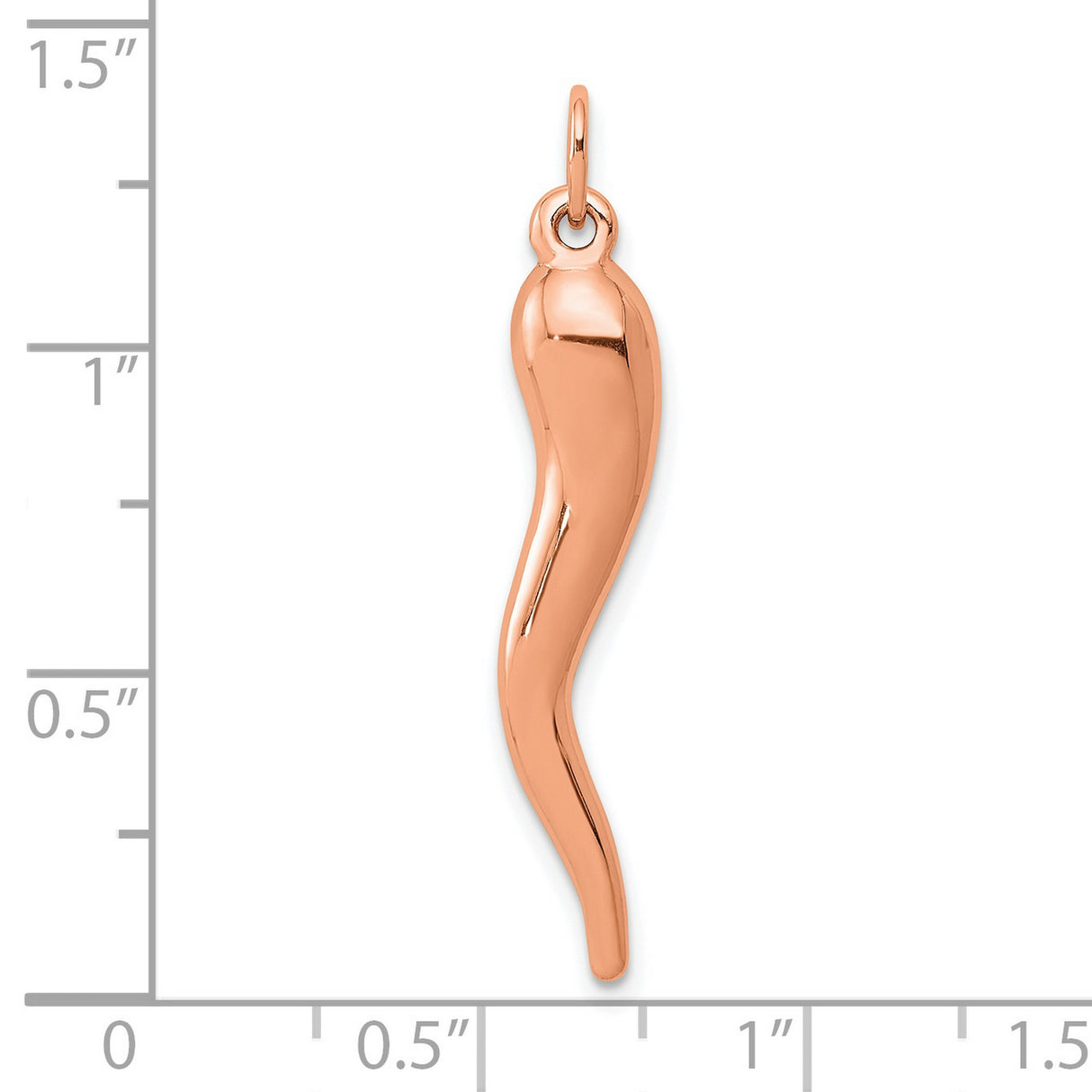 14k Rose Gold Italian Horn Pendant, Cornicello Talisman for Protection and Good Luck