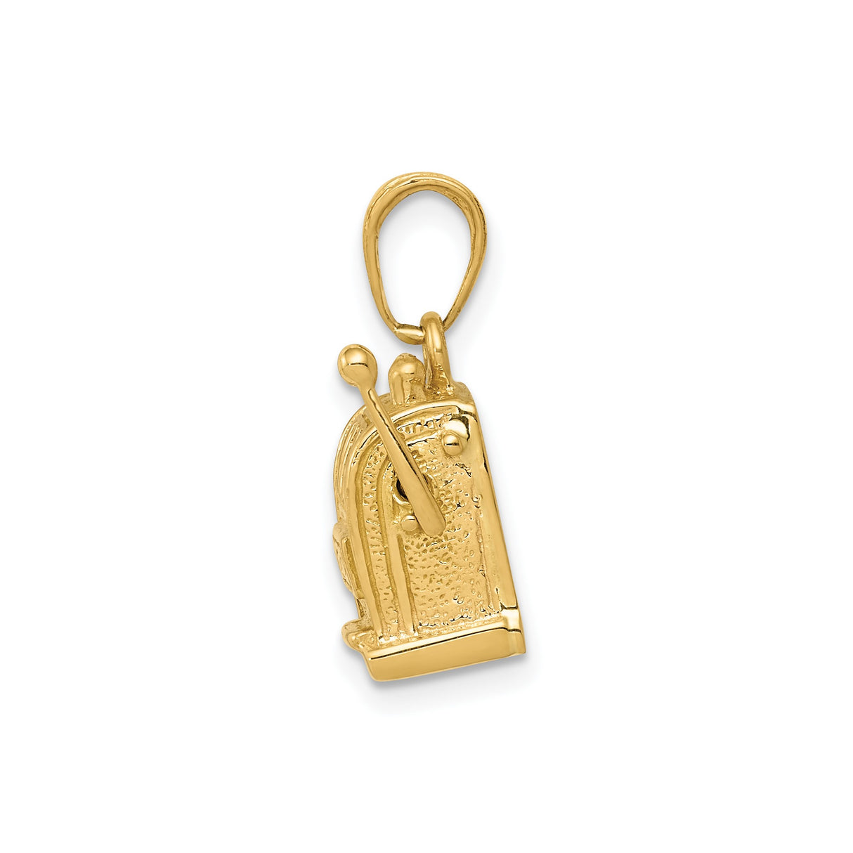14k Yellow Gold Slot Machine Pendant, Lever and Reel Casino Charm, Gambling Theme Jewelry