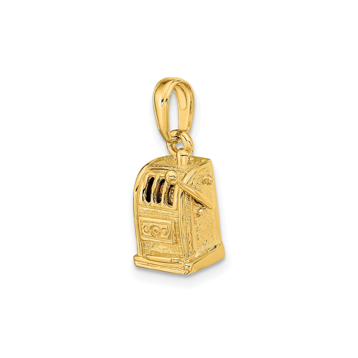14k Yellow Gold Slot Machine Pendant, Lever and Reel Casino Charm, Gambling Theme Jewelry