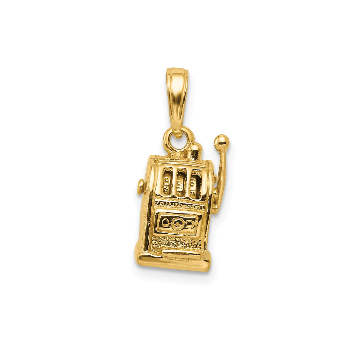 14k Yellow Gold Slot Machine Pendant, Lever and Reel Casino Charm, Gambling Theme Jewelry
