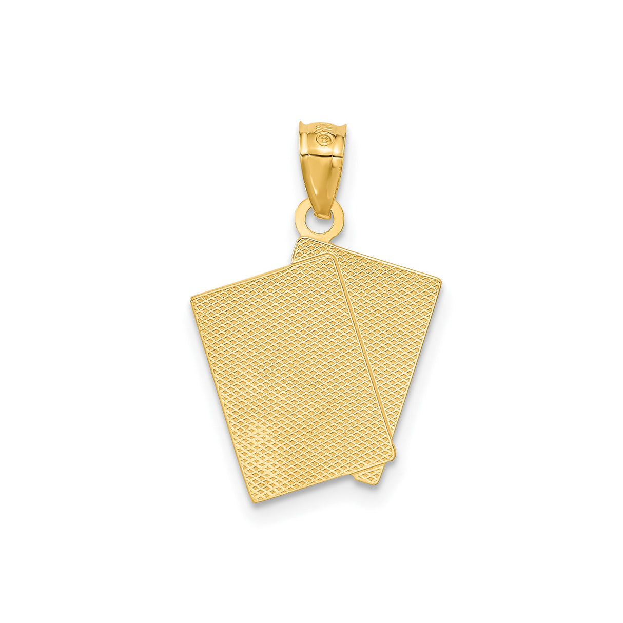 14k Yellow Gold Poker Pendant with Ace and King Playing Cards and All In Engraving