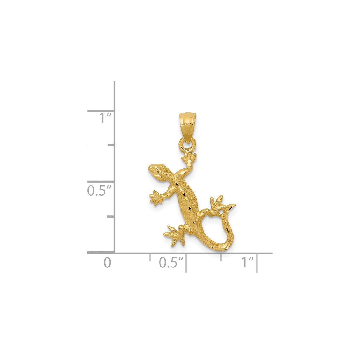 14k Yellow Gold Lizard Pendant, Textured Gecko Animal Charm, Spiritual Nature-Inspired Jewelry