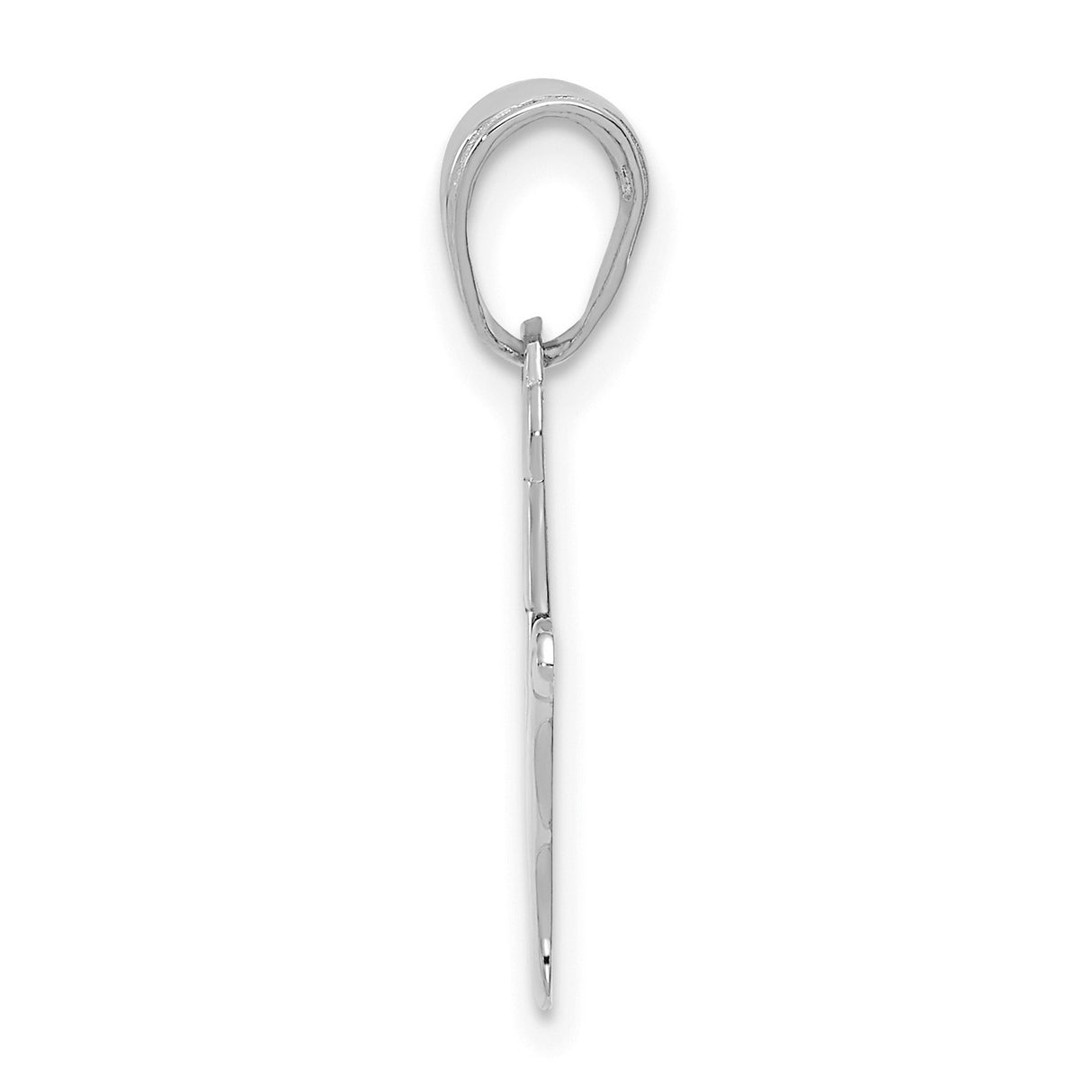 14k White Gold ASL Hand Sign Pendant, I Love You Symbol Charm, Polished Unisex Jewelry