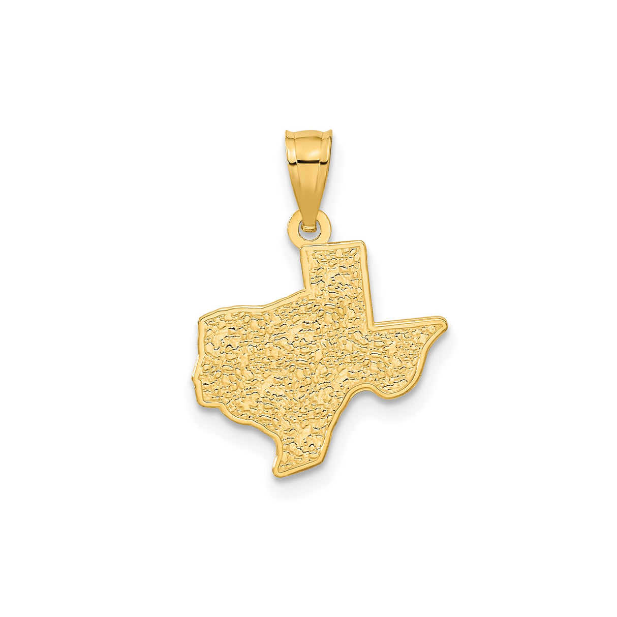 14k Yellow Gold Texas State Pendant with Textured Background and Bold TEXAS Engraving