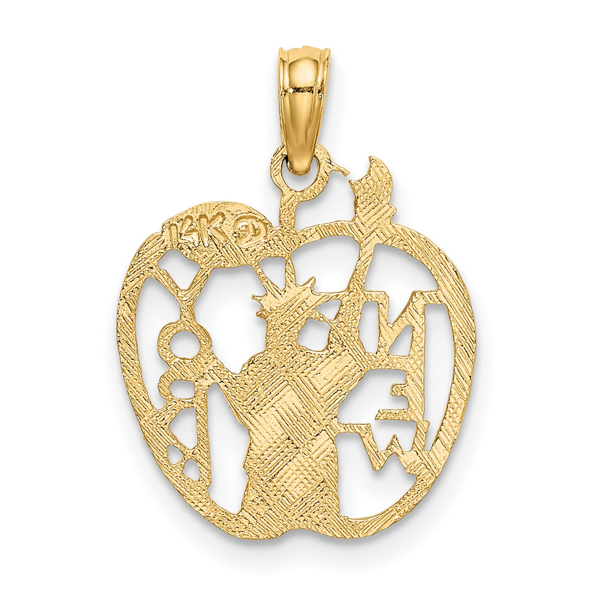 14k Yellow Gold Pendant with Statue of Liberty in Apple Outline, New York City Souvenir Charm