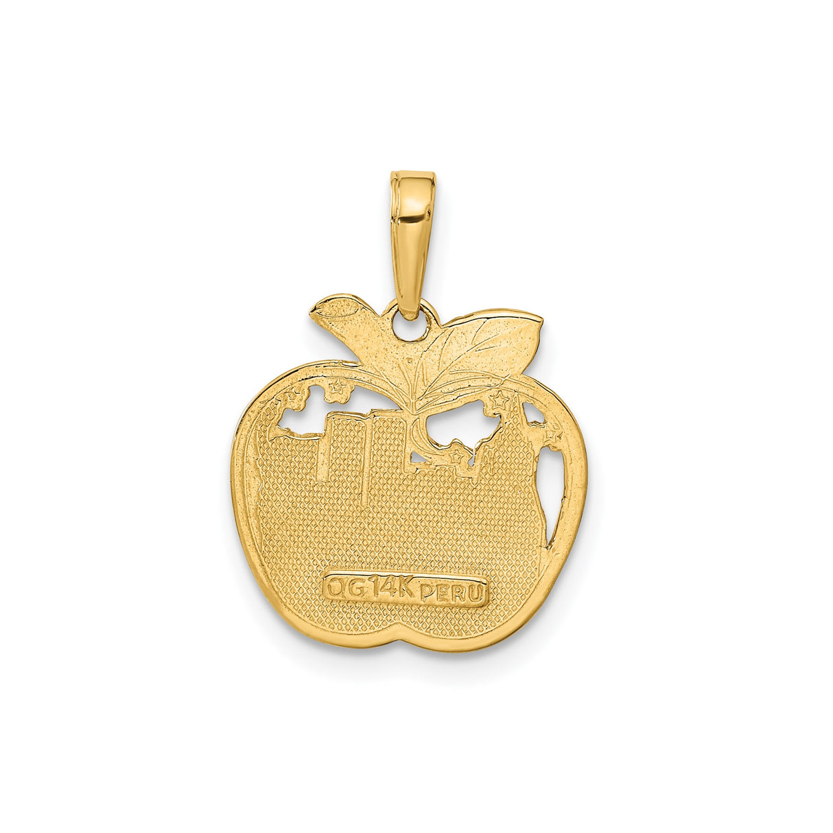 14k Yellow Gold NYC Skyline Apple Pendant with Statue of Liberty and Empire State Building