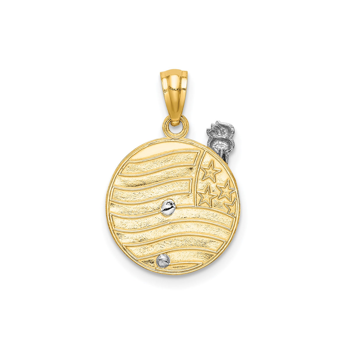 14k Two-Tone Gold Pendant Featuring Statue of Liberty and American Flag Design